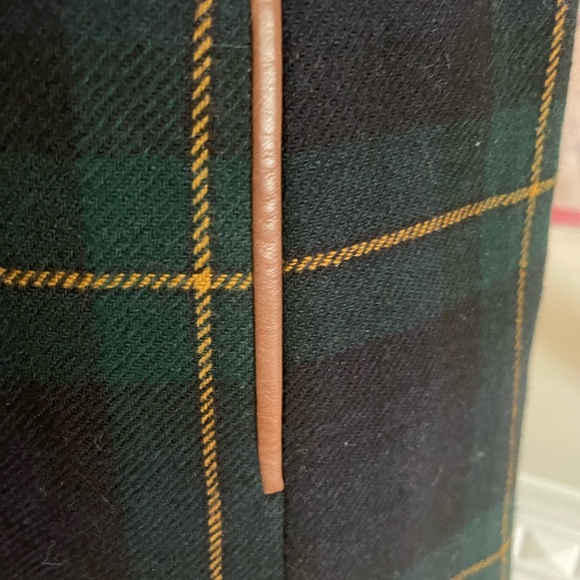 Ralph Lauren Navy and Green Plaid Jumper with Leather Accents - Picture 4 of 7